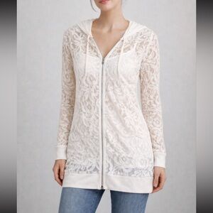 Stolen Girlfriends Club Ivory Lace Zip Hoodie